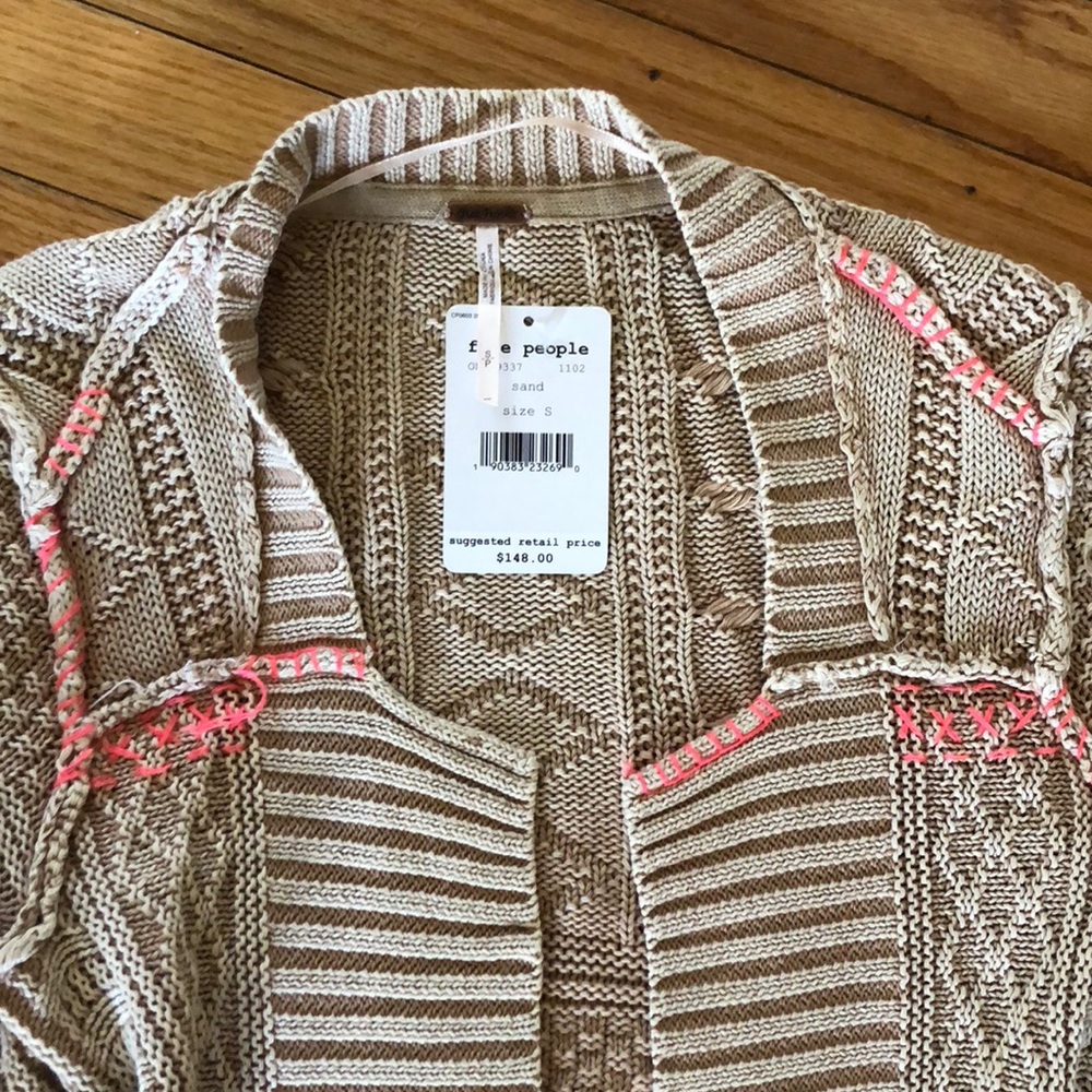 💖BNWT💖 Free People Washed Out Cardi Sand - Picture 4 of 5